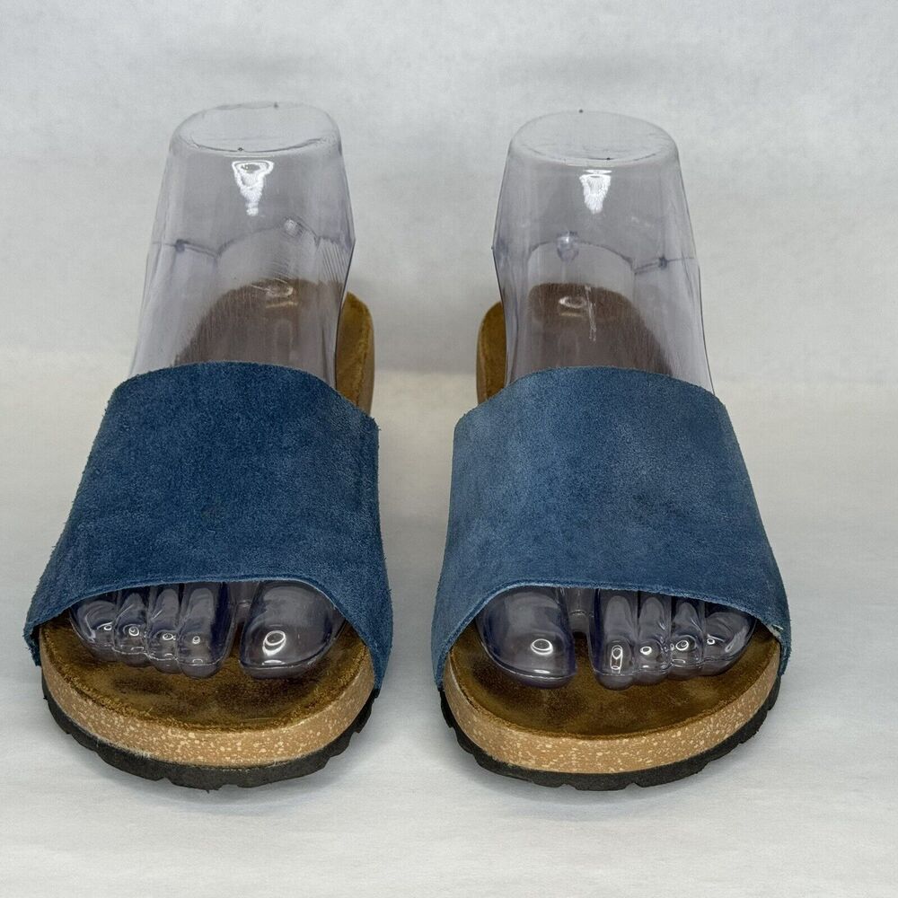 A. Giannetti Mirta Wedge Slip On Sandals Womens Size 6 Blue Suede Leather Italy‎ - Picture 4 of 11
